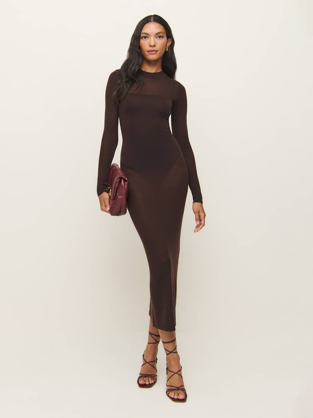Eva Regenerative Merino Sheer Sweater Dress - Mole