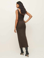Julianna Cashmere Scarf Sweater Dress - Walnut