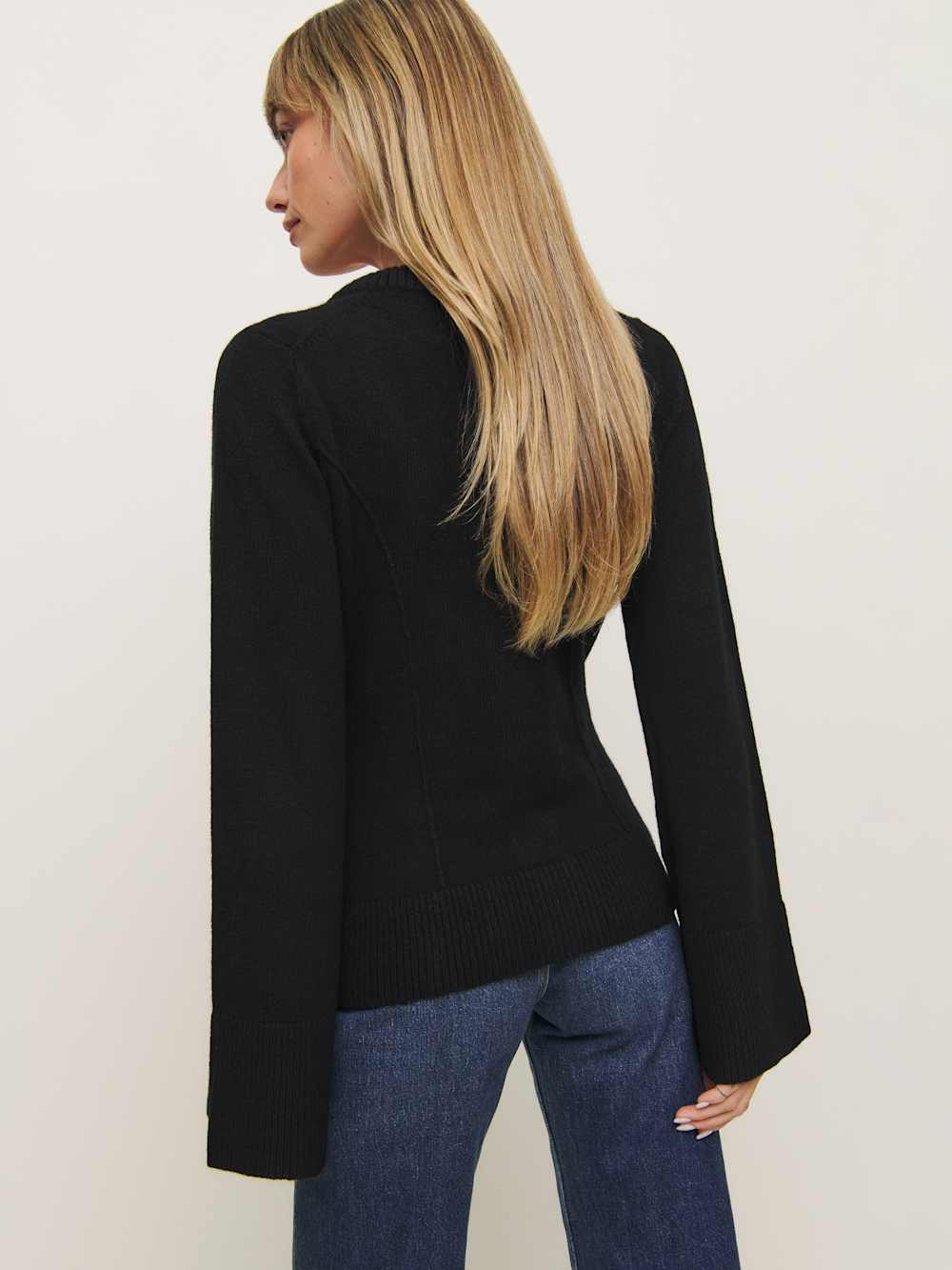 Karina Regenerative Wool Scoop Neck Cardigan - Black