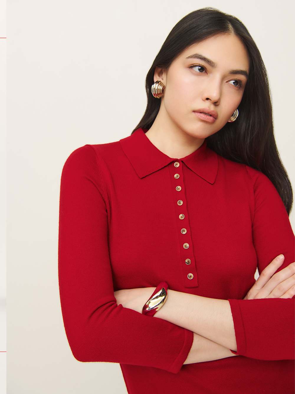 Luell Regenerative Merino Polo Mini Dress - Lipstick