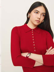 Luell Regenerative Merino Polo Mini Dress - Lipstick