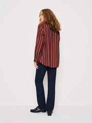 Eli Oversized Shirt - Merlot Stripe