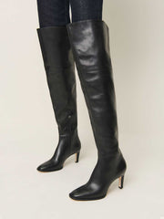 Giles Over The Knee Boot - Black Leather