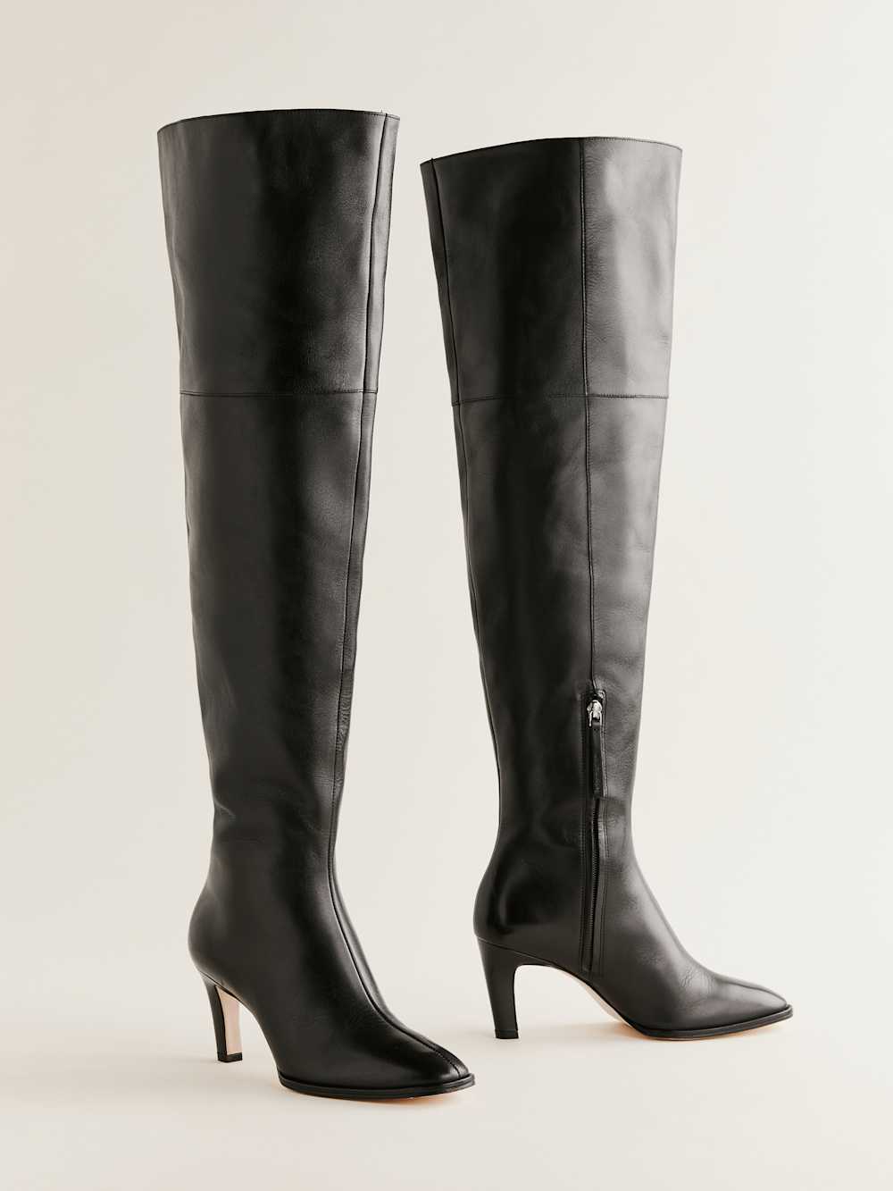Giles Over The Knee Boot - Black Leather