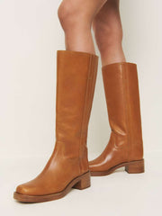 Frances Knee High Boot - Whiskey Leather