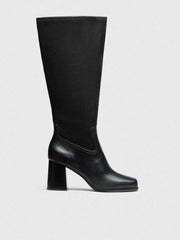 Frederique Knee High Boot - Black Suede Leather