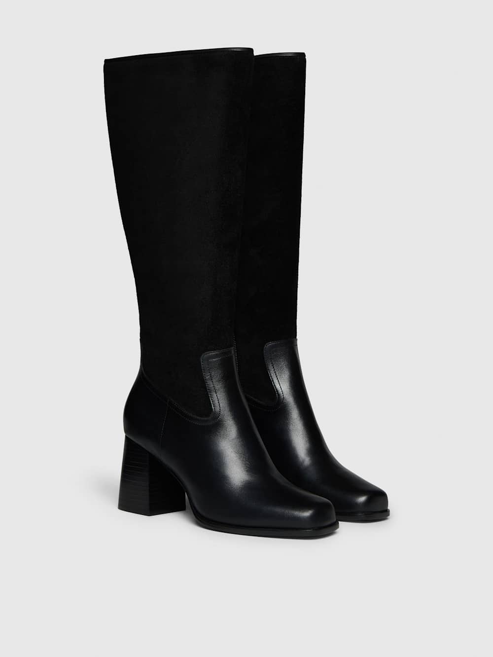 Frederique Knee High Boot - Black Suede Leather