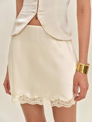 Neera Satin Skirt - Almond