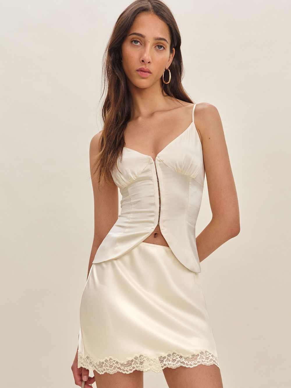 Neera Satin Skirt - Almond