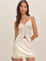 Neera Satin Skirt - Almond