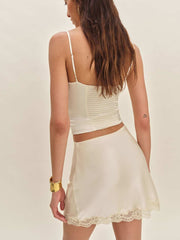 Neera Satin Skirt - Almond