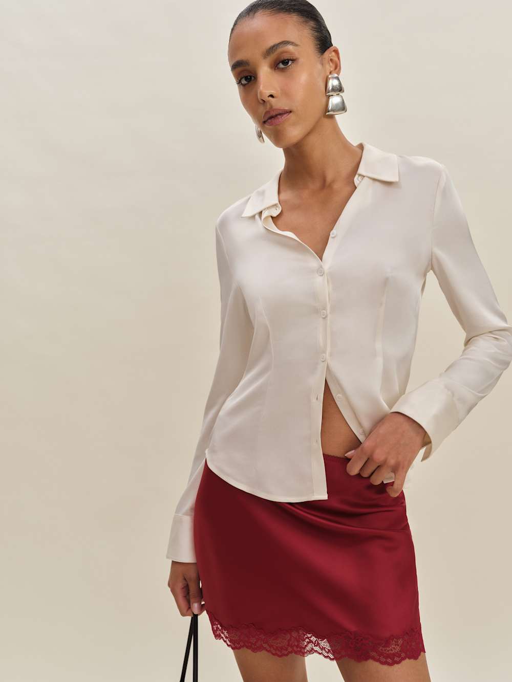 Neera Satin Skirt - Rubies