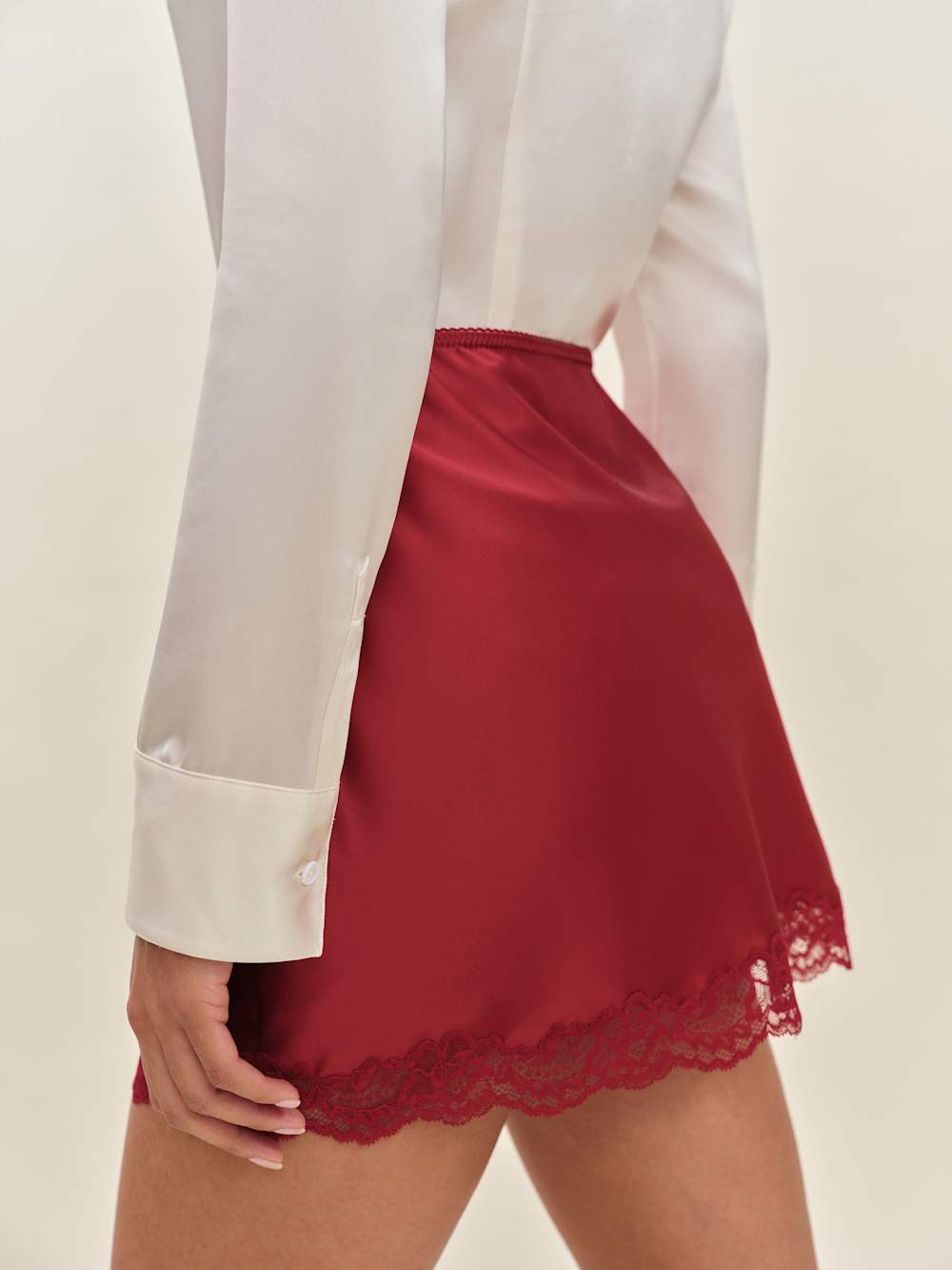 Neera Satin Skirt - Rubies
