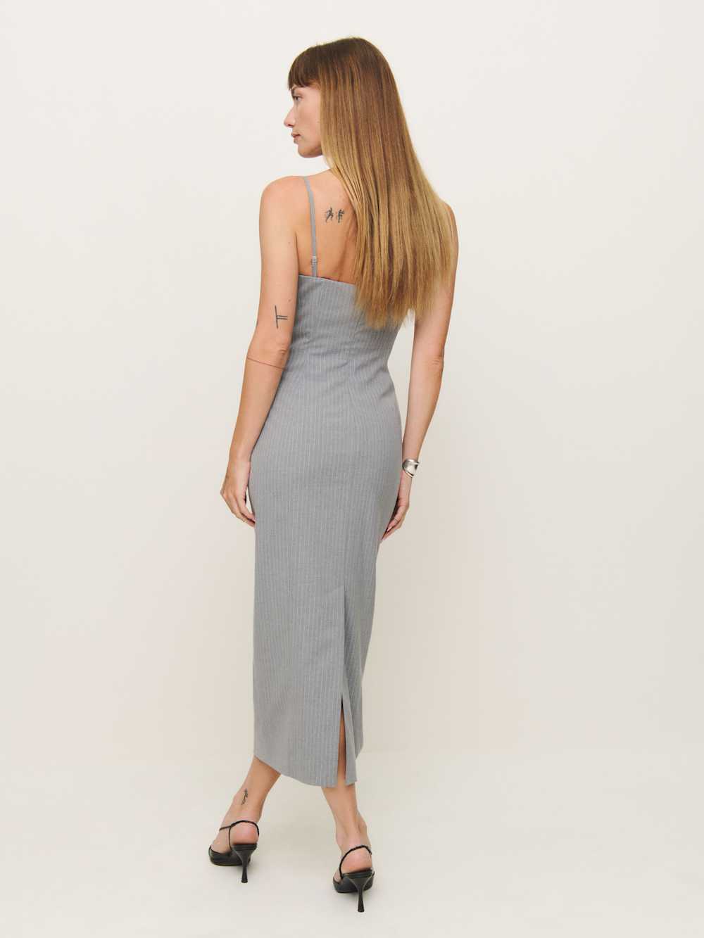 Angelo Dress - Grey Pinstripe
