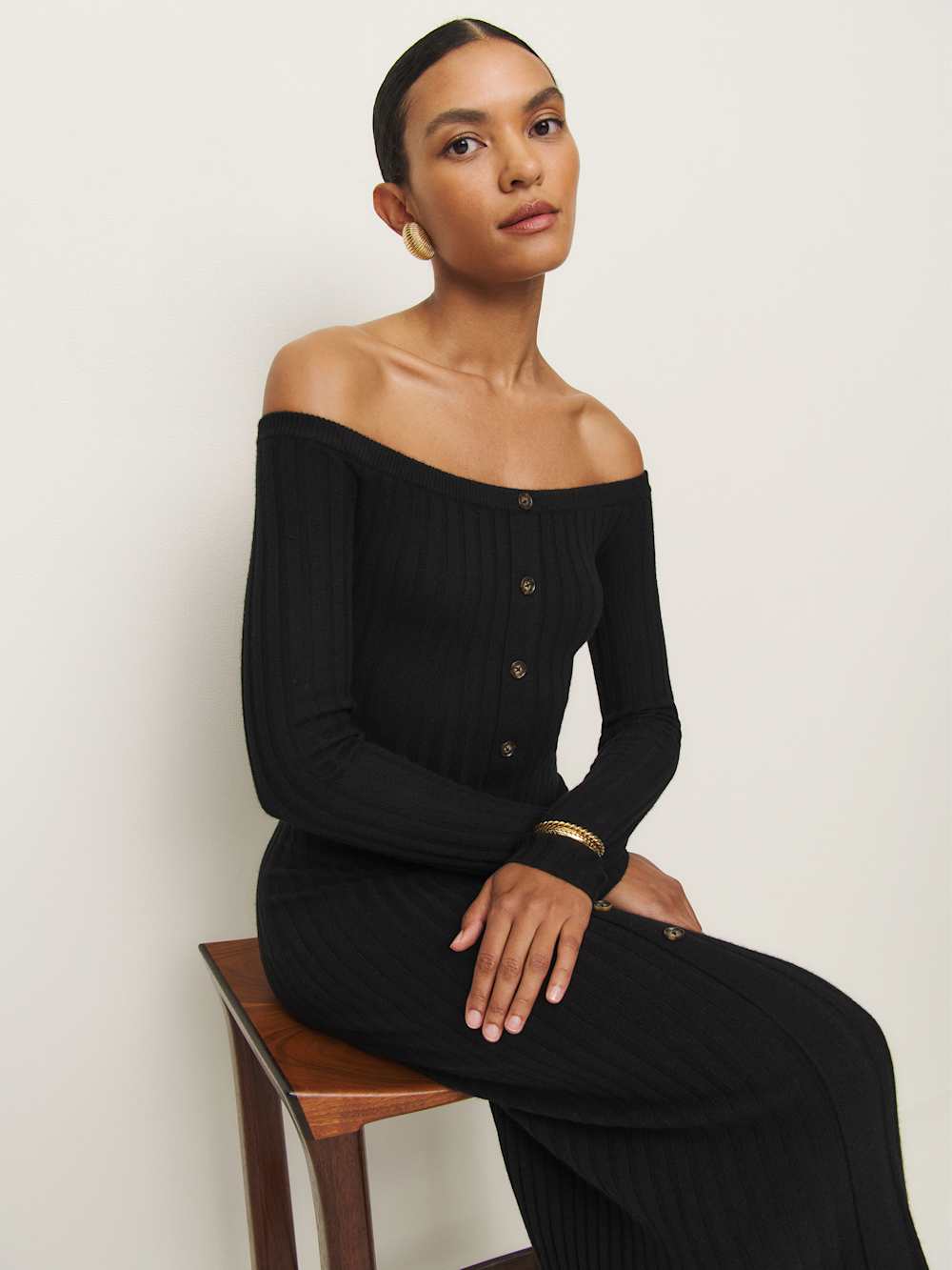 Nara Cashmere Sweater Dress - Black