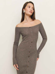 Nara Cashmere Sweater Dress - Cocoa