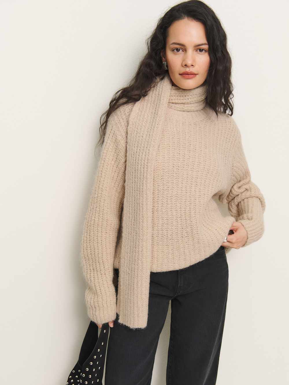Spence Scarf Sweater - Wheat