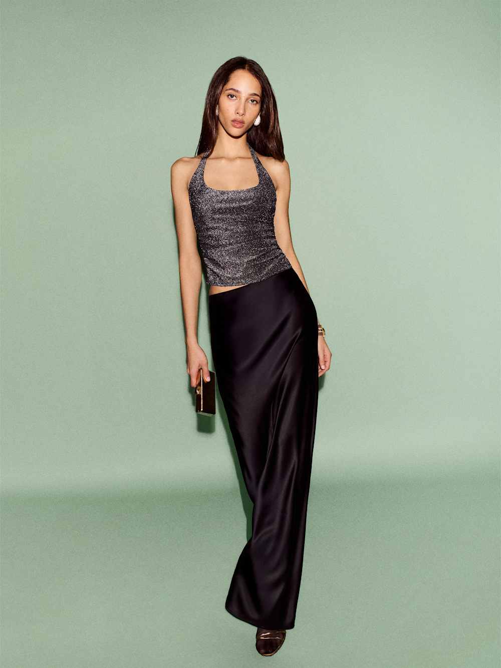 Bella Satin Skirt - Black