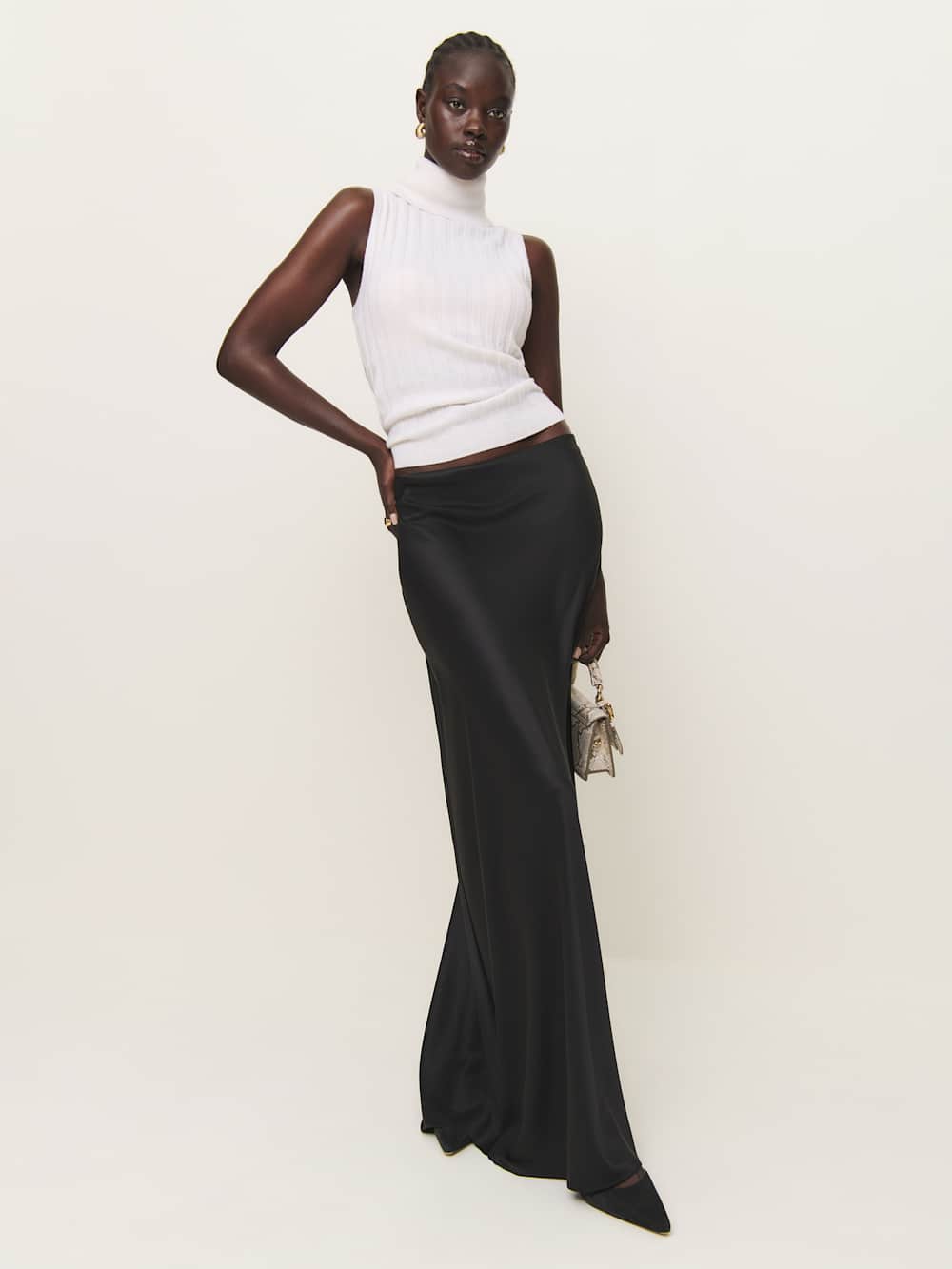 Bella Satin Skirt - Black