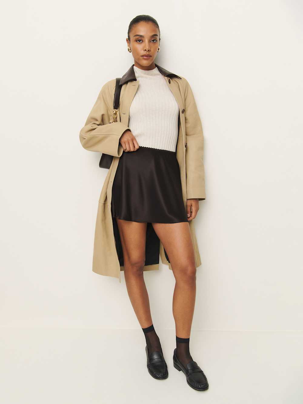 Brandy Satin Skirt - Mole