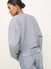 Grace Cropped Vintage Oversized Crewneck Sweatshirt - Heather Grey