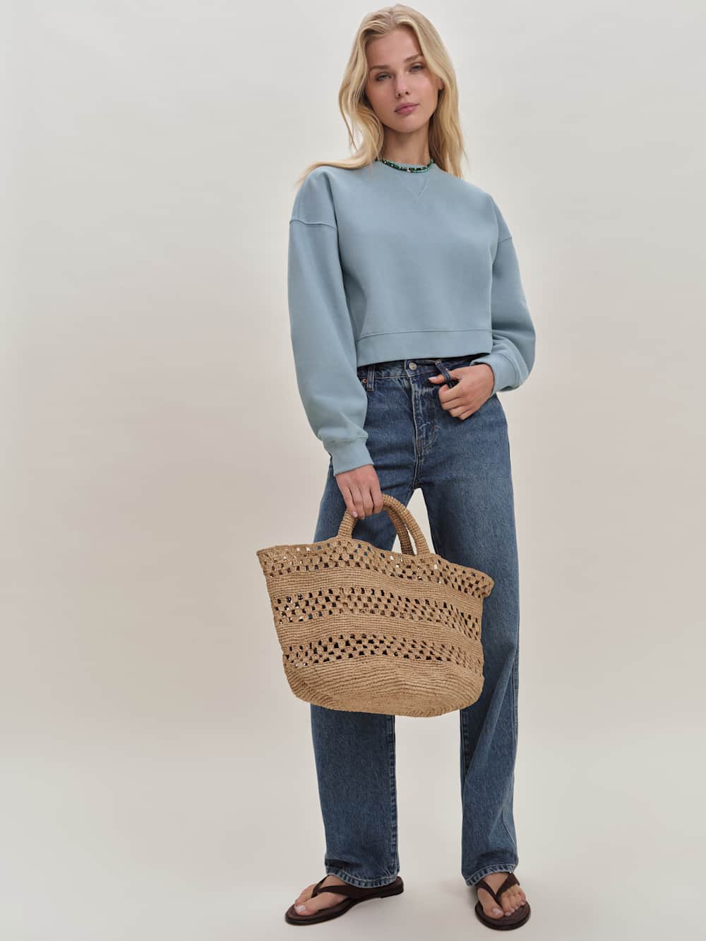Grace Cropped Vintage Oversized Crewneck Sweatshirt - Teardrop