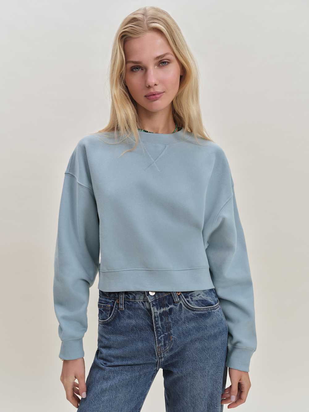Grace Cropped Vintage Oversized Crewneck Sweatshirt - Teardrop