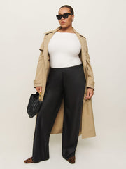 Gale Satin Mid Rise Bias Pant Es - Black