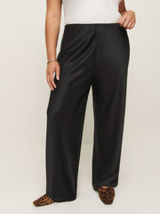 Gale Satin Mid Rise Bias Pant Es - Black