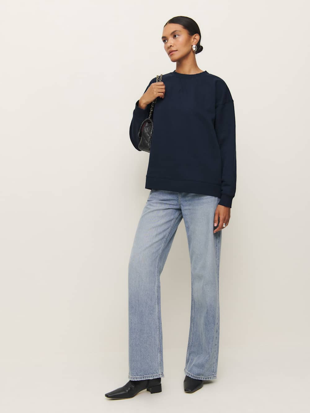 Drew Vintage Oversized Crewneck Sweatshirt - Midnight