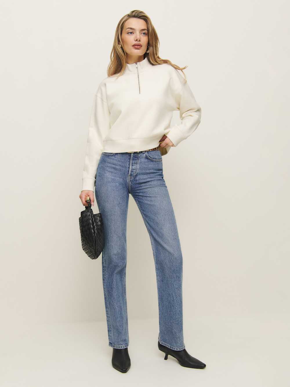 Maddie Zip Sweatshirt - Fior Di Latte