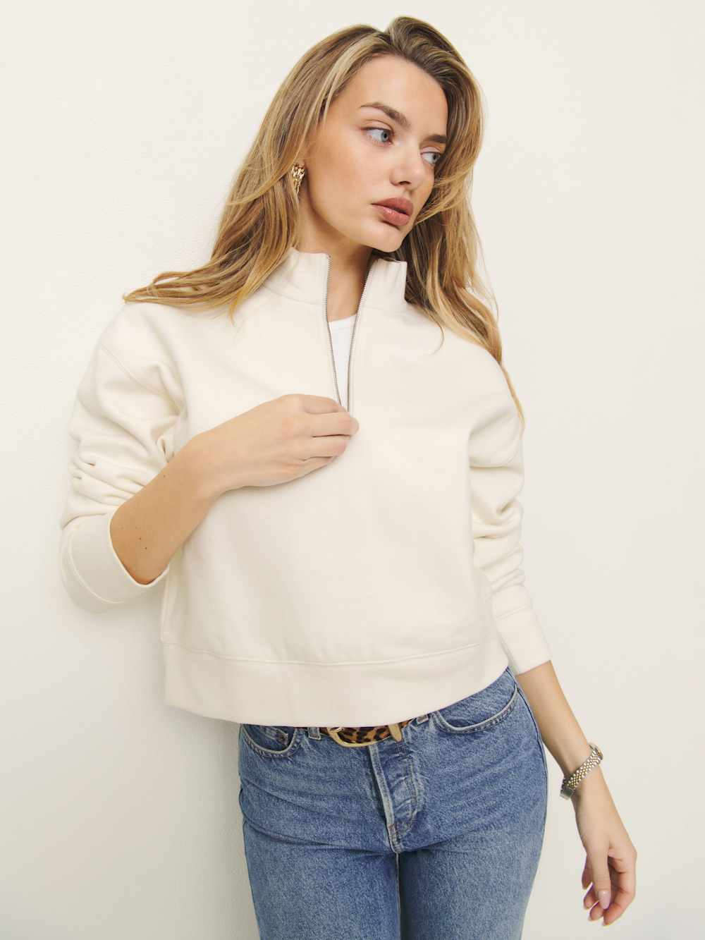 Maddie Zip Sweatshirt - Fior Di Latte