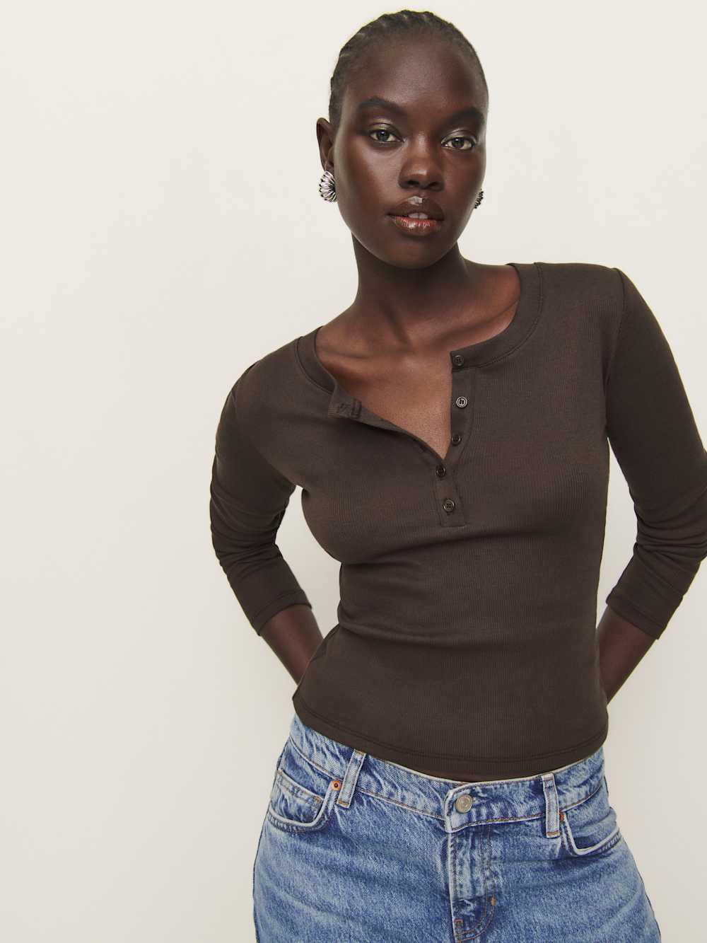 Jayden Long Sleeve Henley Tee - Mole