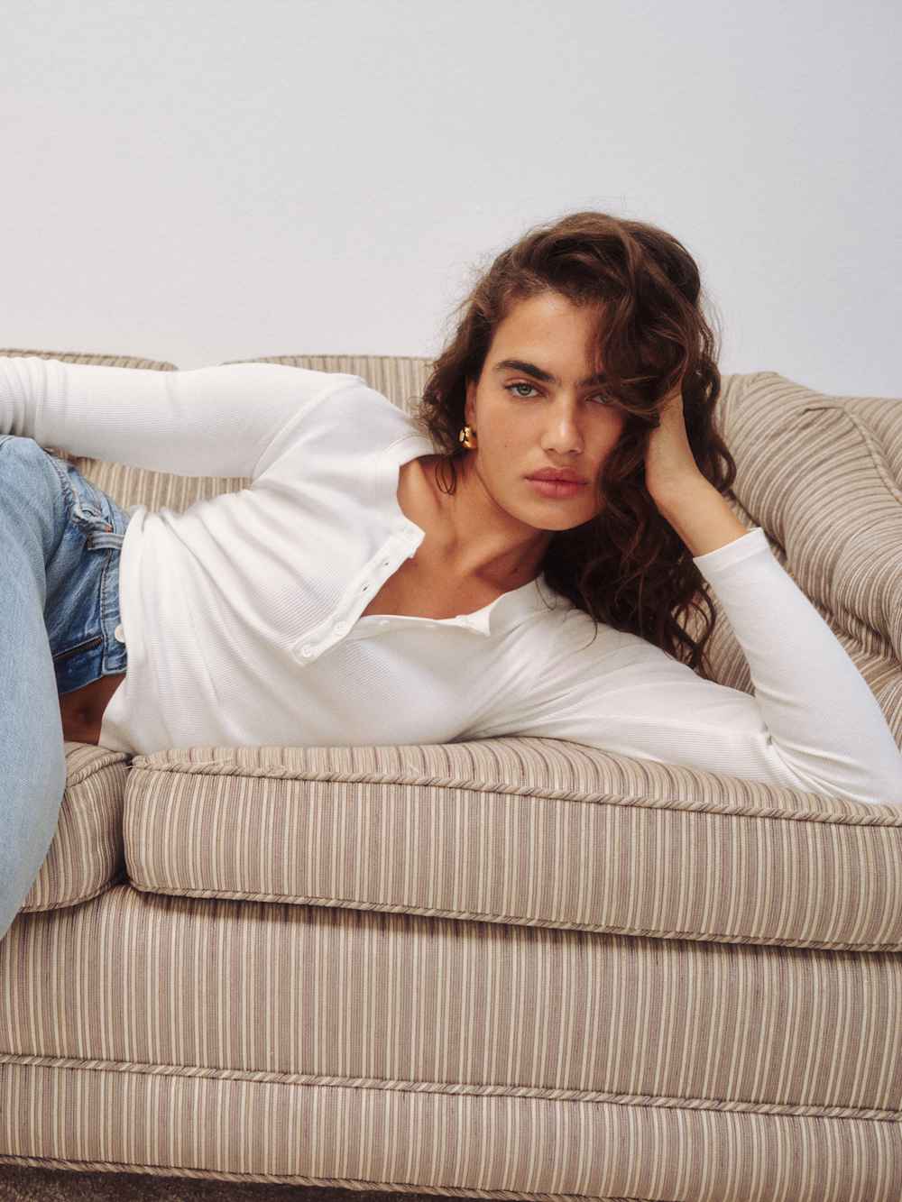 Jayden Long Sleeve Henley Tee - White