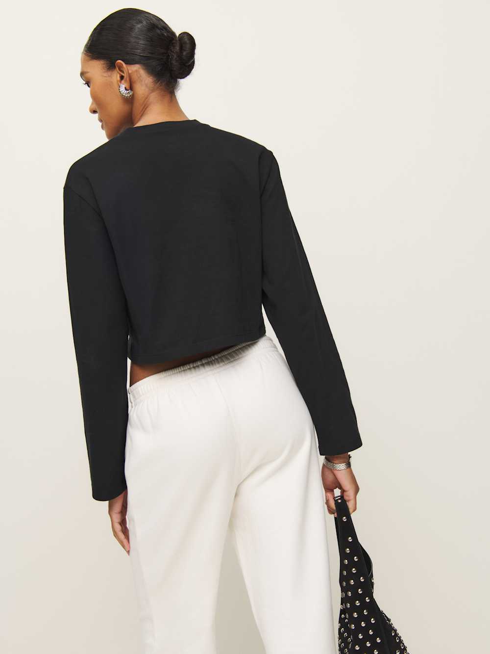 Asher Cropped Oversized Longsleeve Tee - Black