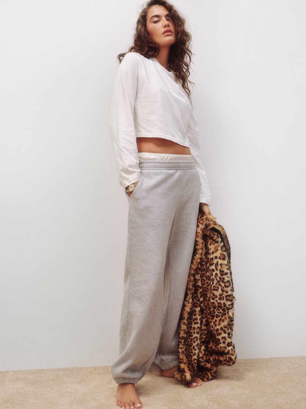 Asher Cropped Oversized Longsleeve Tee - White