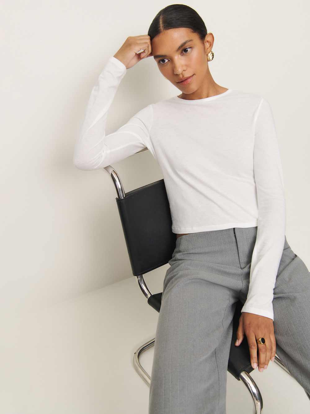 Ezra Slim Fit Long Sleeve - White