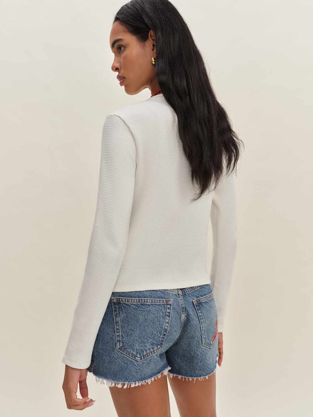 Ezra Slim Fit Long Sleeve - White Waffle