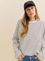 Asher Oversized Long Sleeve Tee - Black And White Stripe