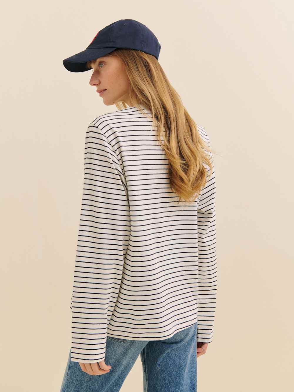 Asher Oversized Long Sleeve Tee - Black And White Stripe