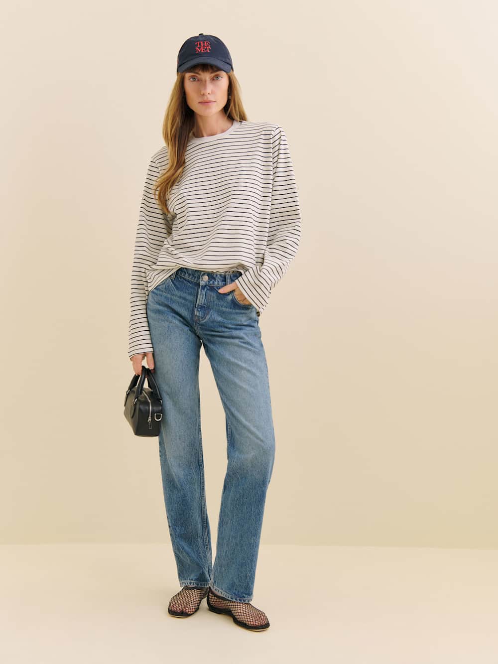 Asher Oversized Long Sleeve Tee - Black And White Stripe