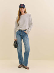 Asher Oversized Long Sleeve Tee - Black And White Stripe