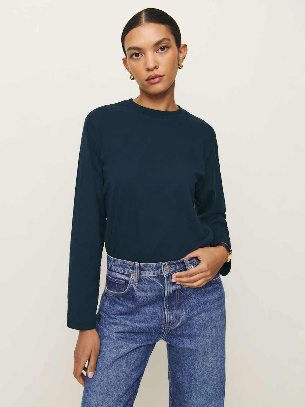 Asher Oversized Long Sleeve Tee - Midnight