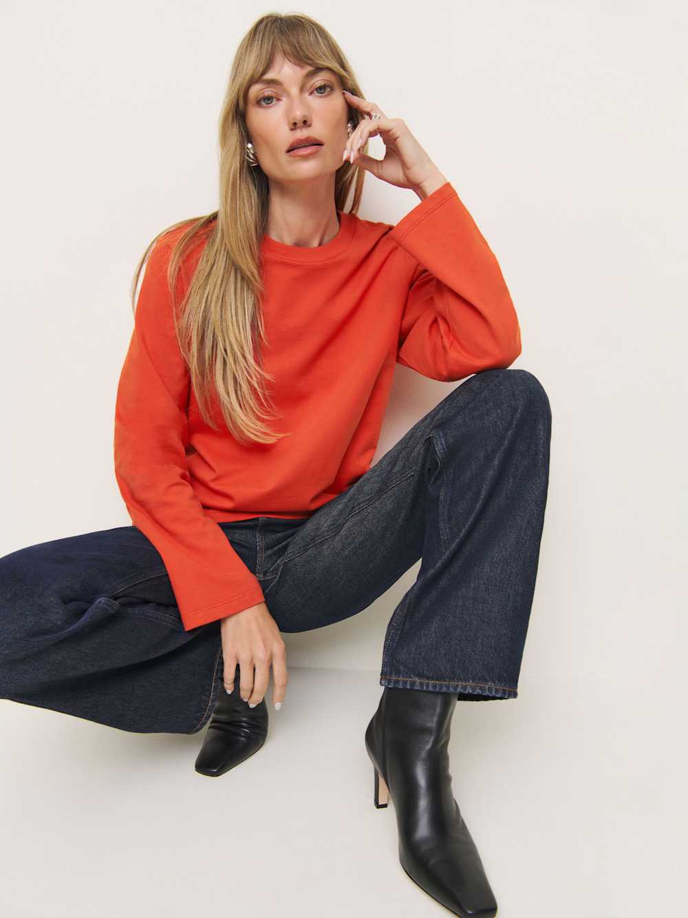 Asher Oversized Long Sleeve Tee - Paprika
