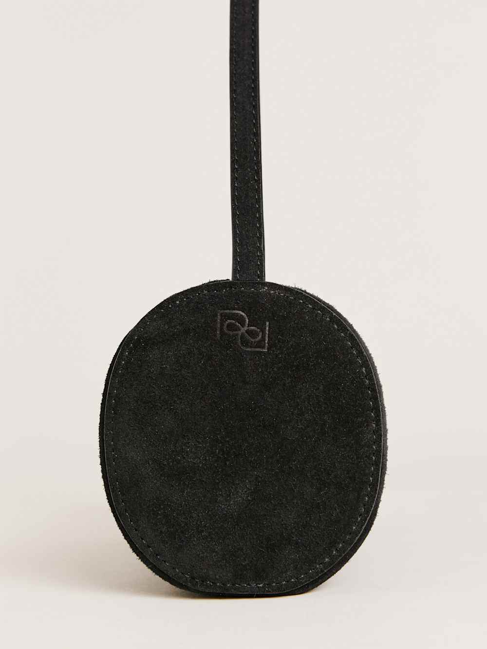Simona Cylinder Bag - Black Suede