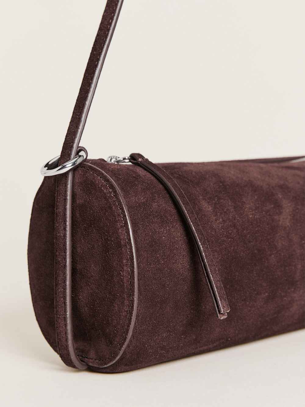 Simona Cylinder Bag - Espresso Suede