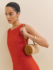 Simona Cylinder Bag - Natural Raffia