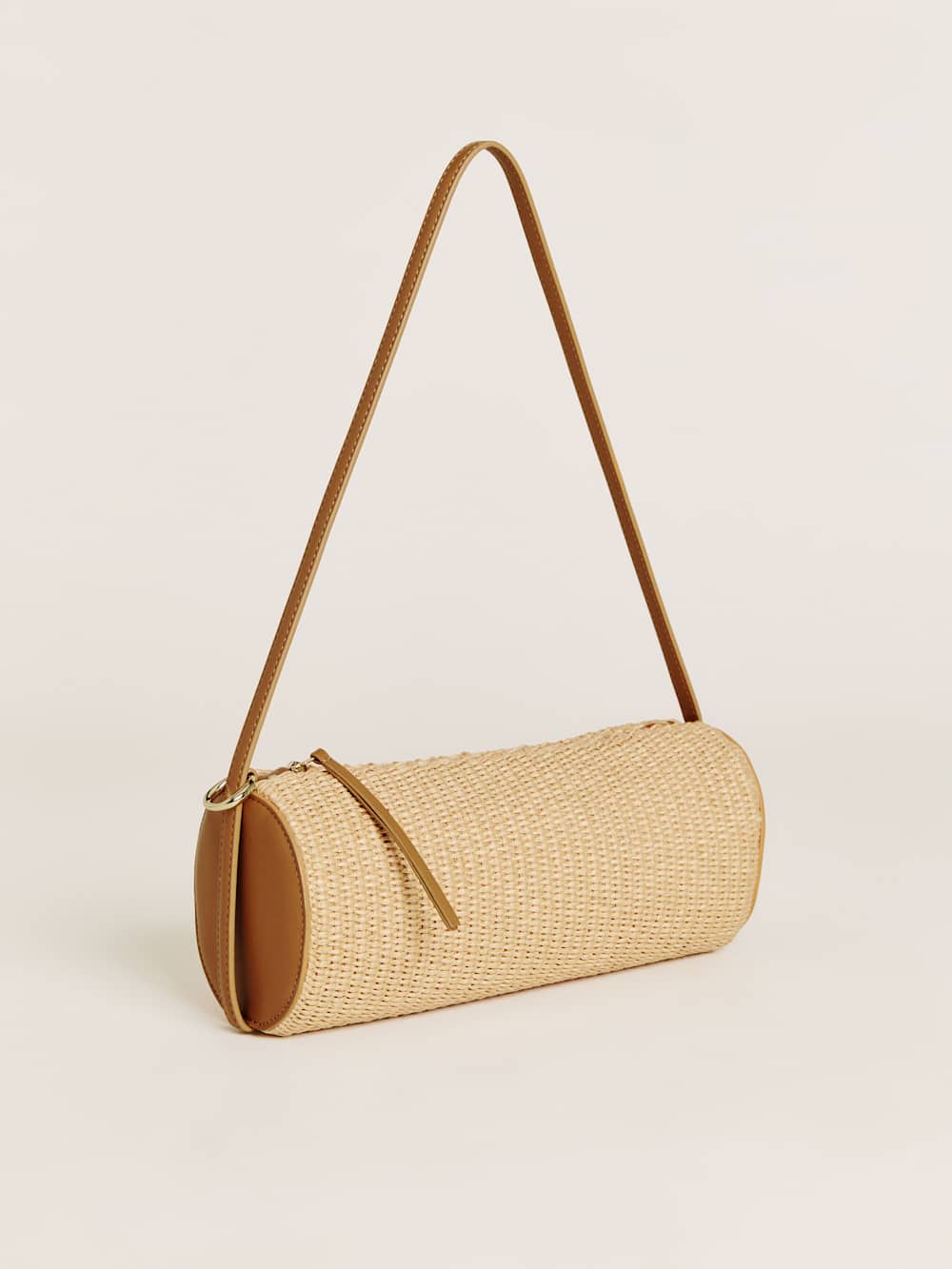Simona Cylinder Bag - Natural Raffia