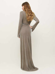 Donya Velvet Dress - Taupe
