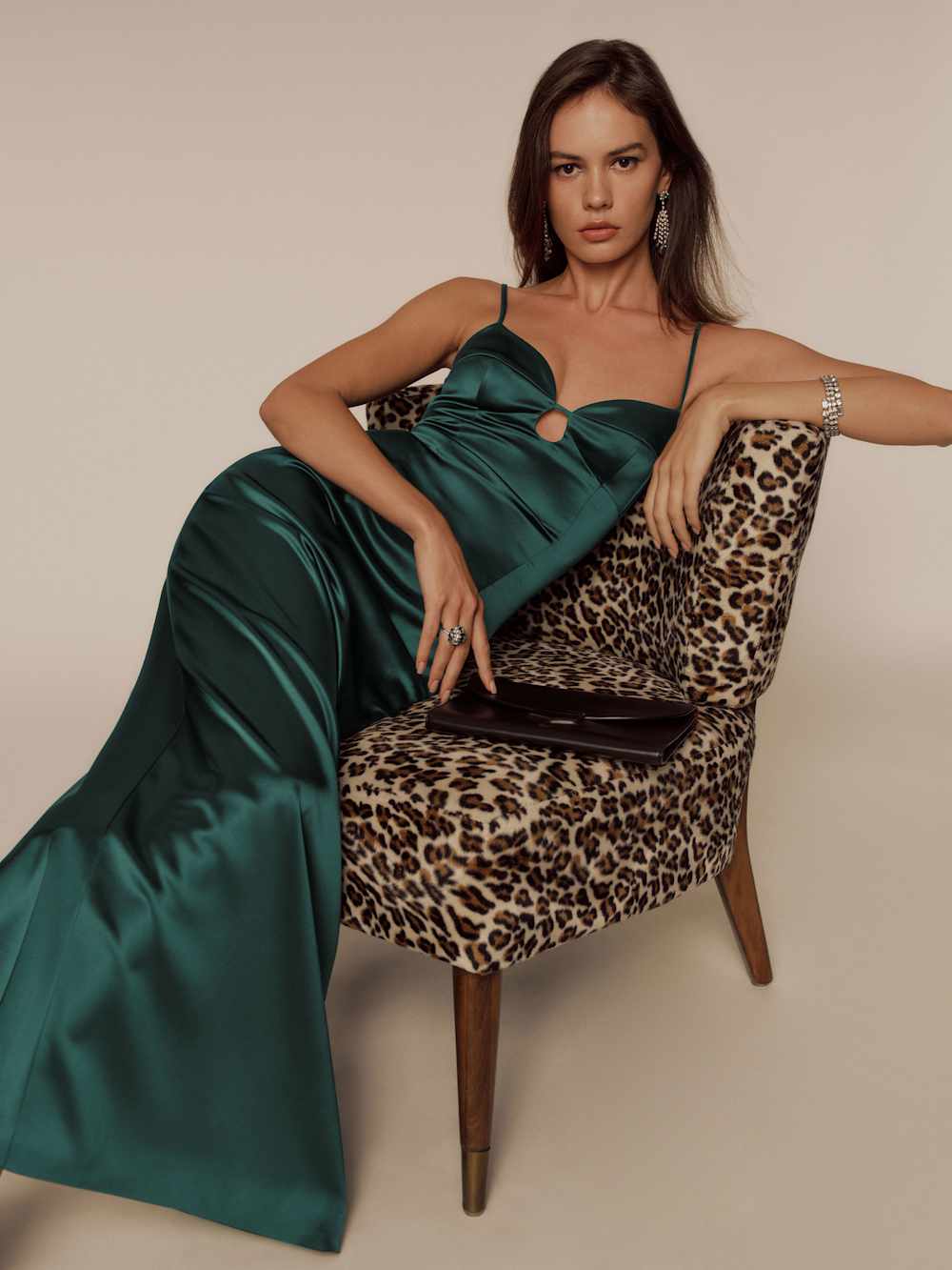 Sathia Satin Dress - Forest